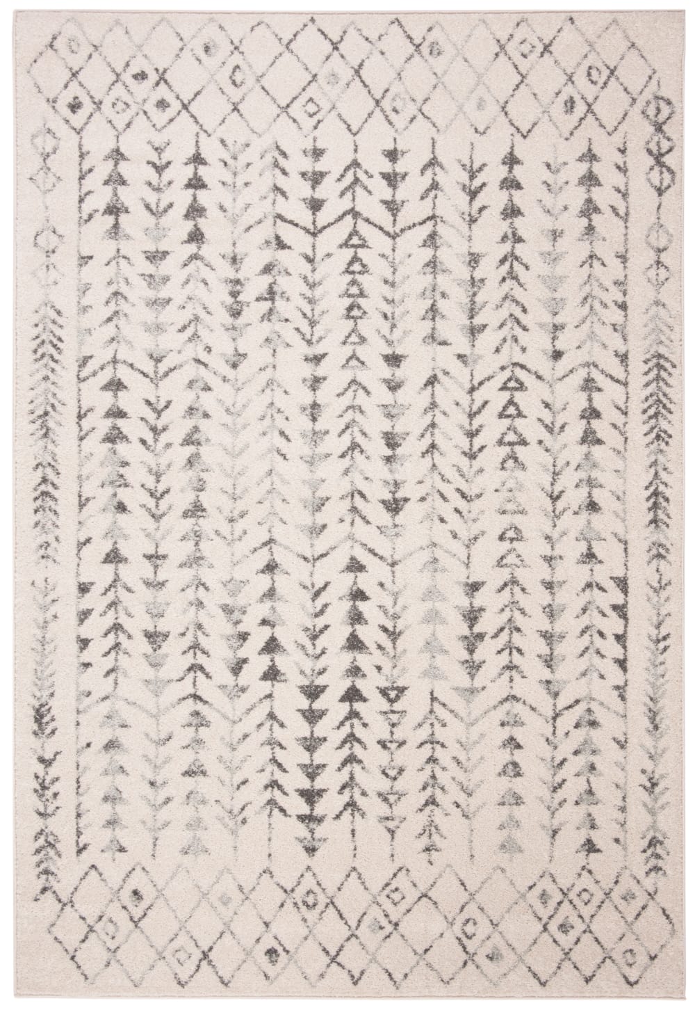 Böhmisch Polypropylen-Teppich in Weiß/Grau, 160 x 229 cm -