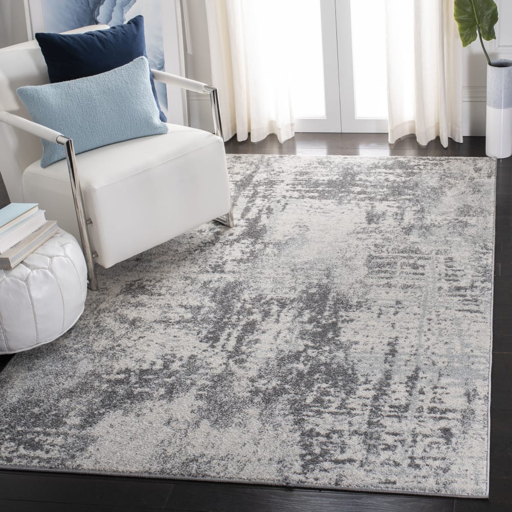 Tapis contemporain en polypropylène blanc/gris, 122 x 183 cm — vue 3