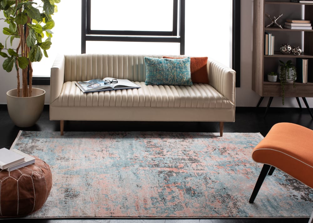 Alfombra contemporáneo de polipropileno azul/blanco, 122 x 183 cm - Maisons du Monde