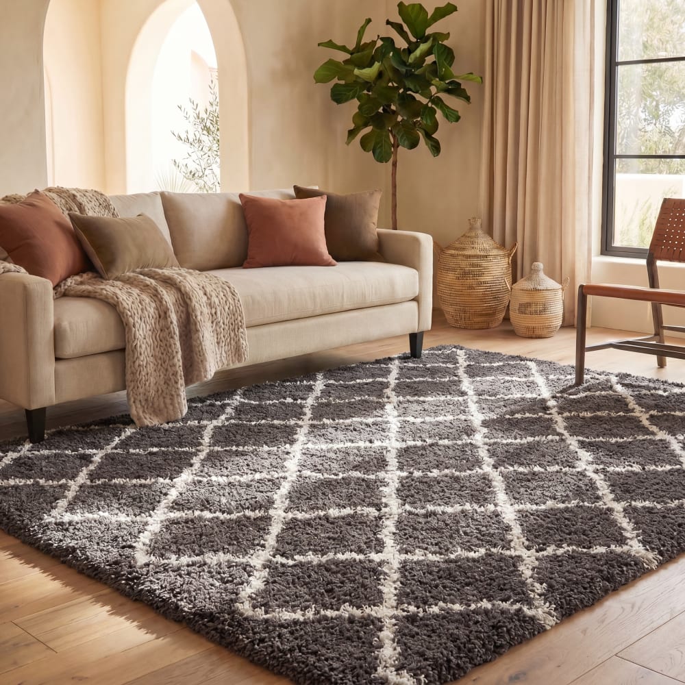 Alfombra de polipropileno gris/blanco, 122 x 183 cm - Maisons du Monde