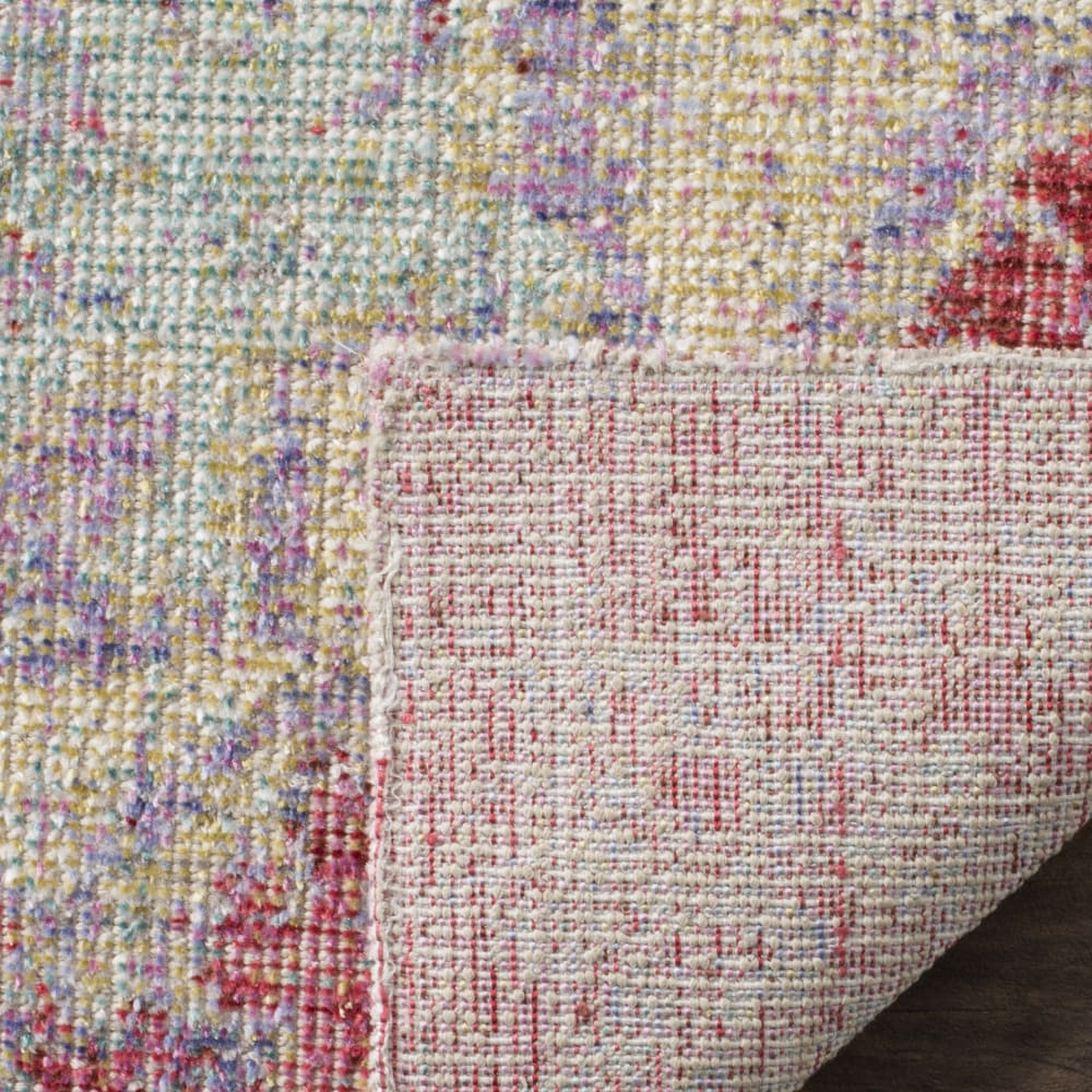 Tapis bohème chic en coton bleu/rose, 122 x 183 cm — vue 4