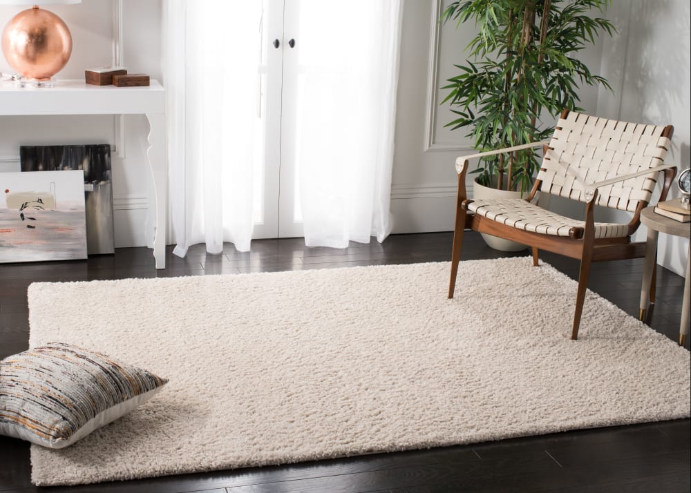 Tapis shag en polypropylène beige, 183 x 274 cm — vue 4