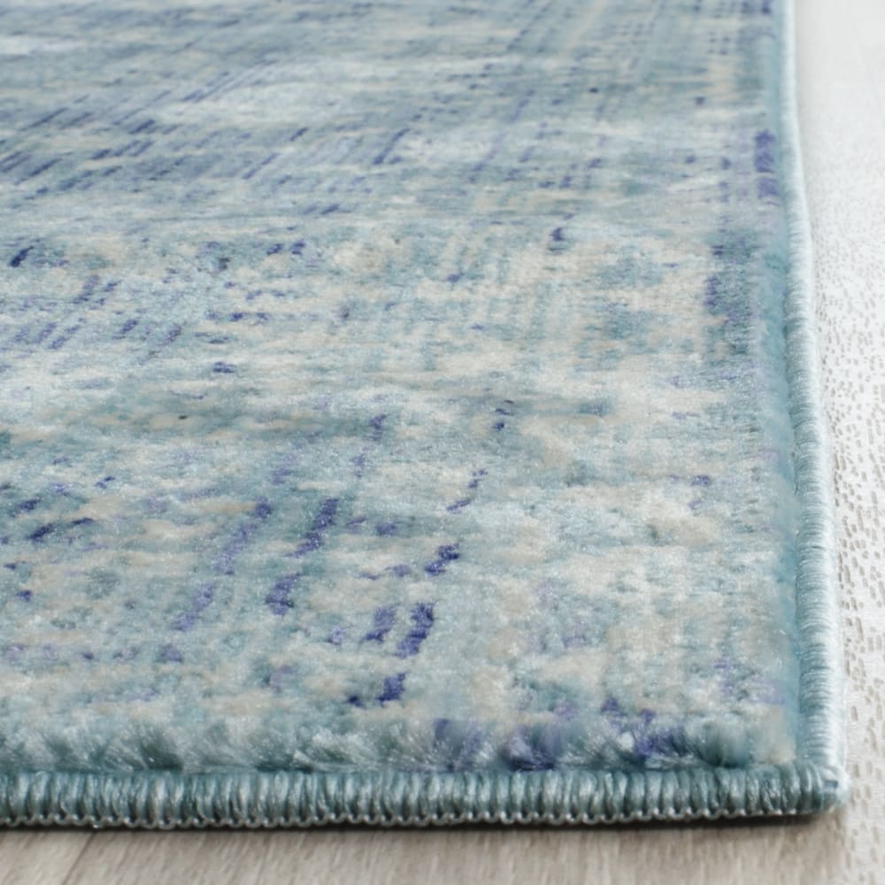 Tapis artisanat inspiré en polyester bleu/multicolore, 122 x 183 cm — vue 3
