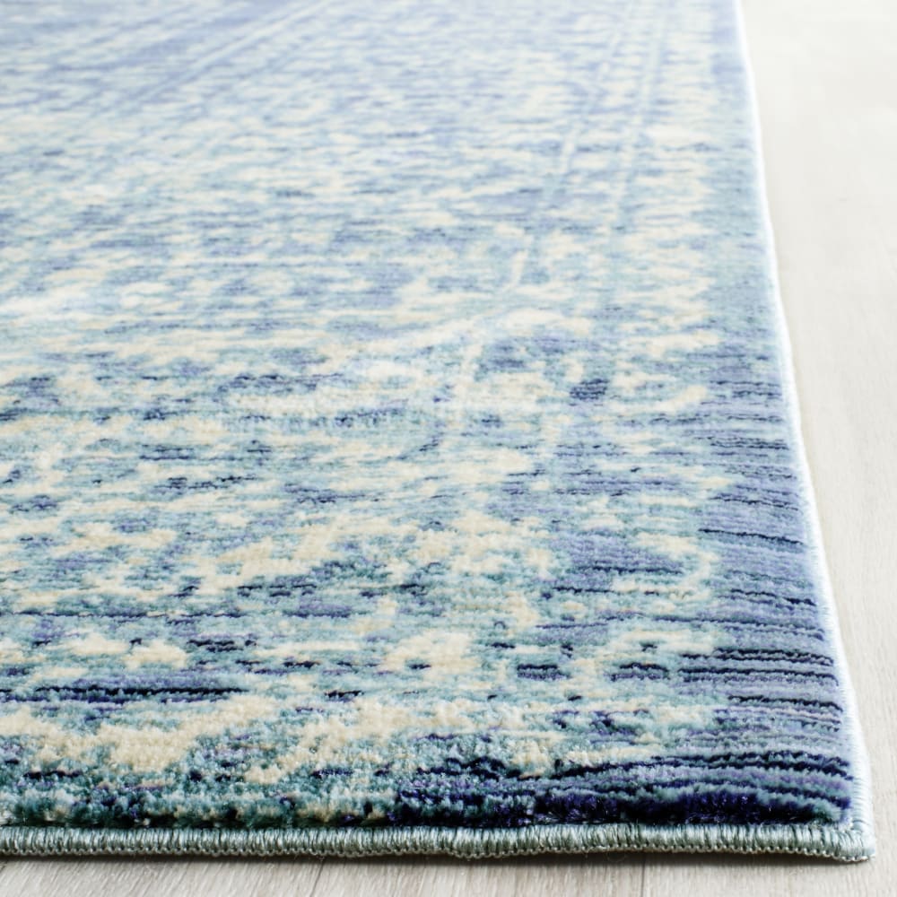 Tapis artisanat inspiré en polyester bleu/multicolore, 122 x 183 cm — vue 4