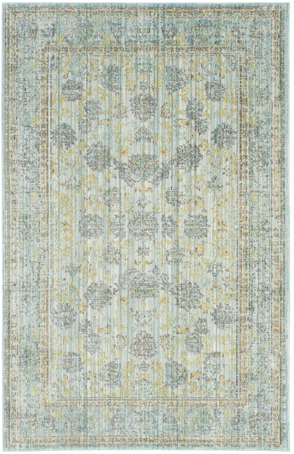 Tapis artisanat inspiré en polyester bleu, 122 x 183 cm