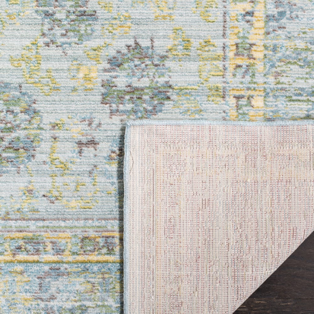 Tapis artisanat inspiré en polyester bleu, 122 x 183 cm — vue 4