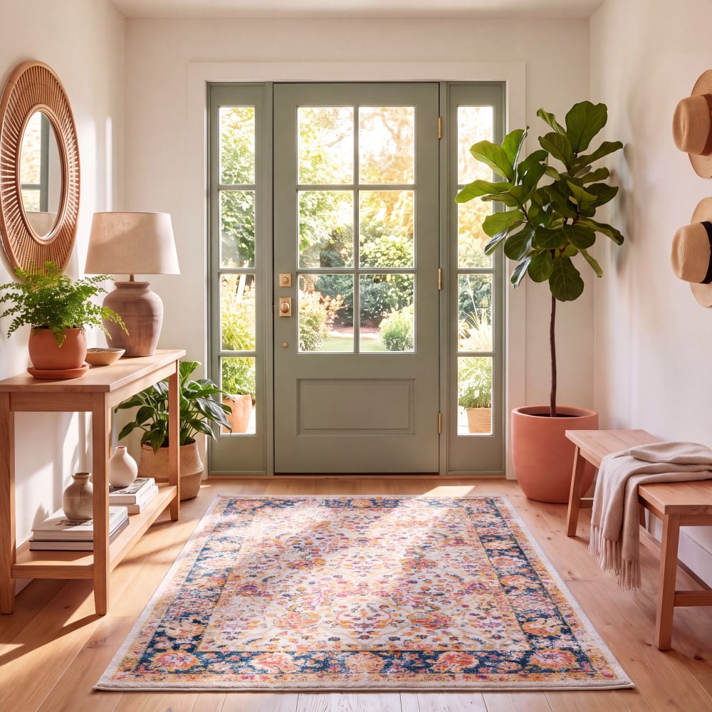 Safavieh Tapis chic moderne en polypropylène beige/bleu, 122 x 183 cm style contemporain - Pp - Polypropylène