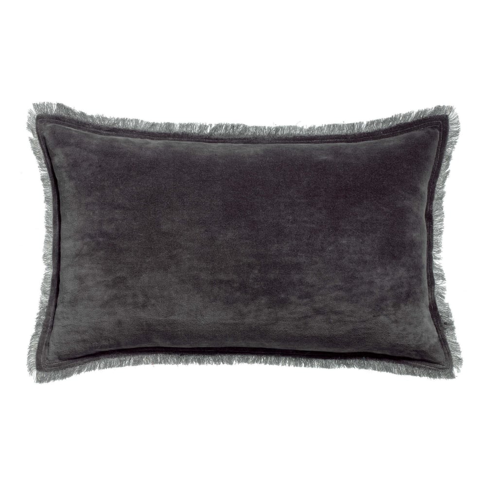 Coussin uni  en coton ombre 30 x 50 cm