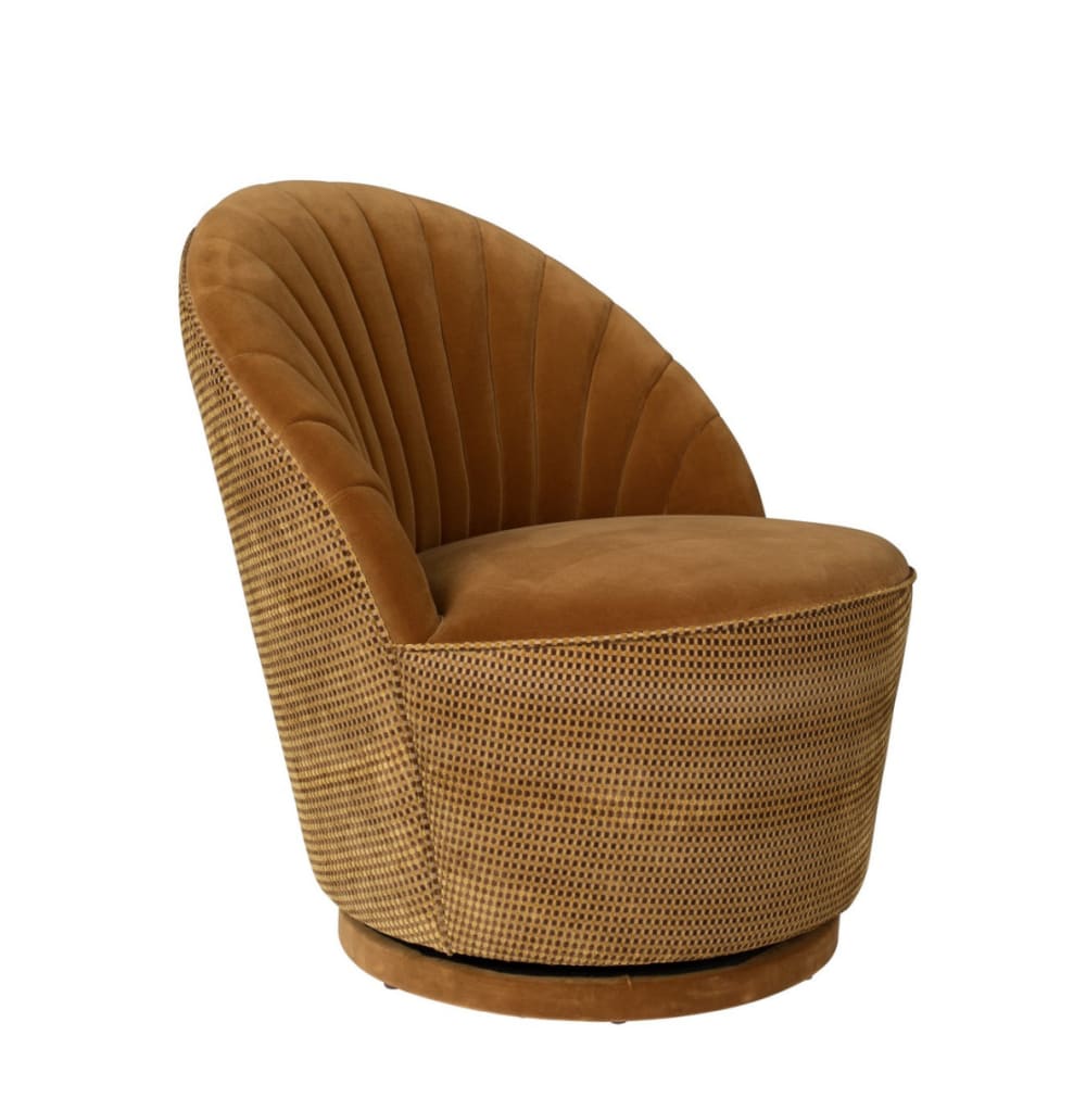 Fauteuil en velours ocre foncé Fauteuil en velours ocre foncé