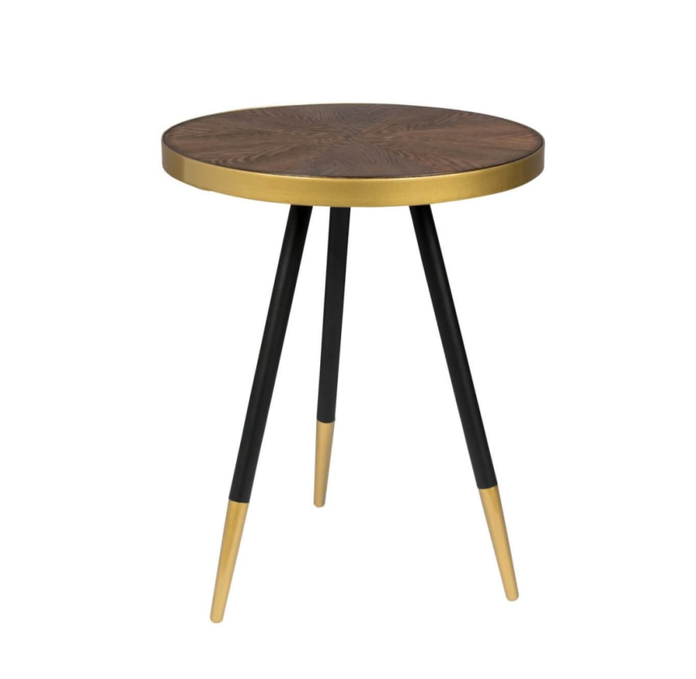 Mathi Design Runder Couchtisch aus Eschenholz mit goldfarbenem Stahlring style classic chic - -