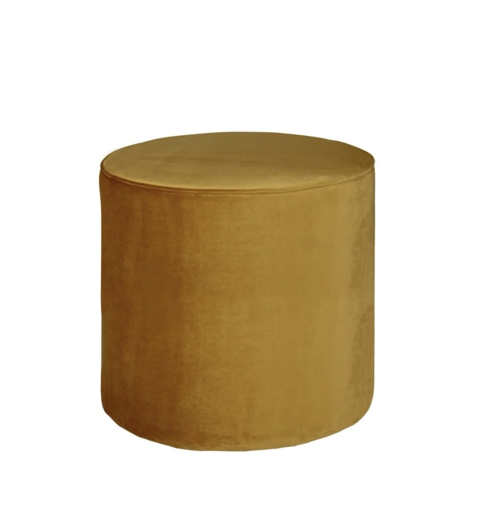 Tabouret rond en velours jaune ocre — Beyit