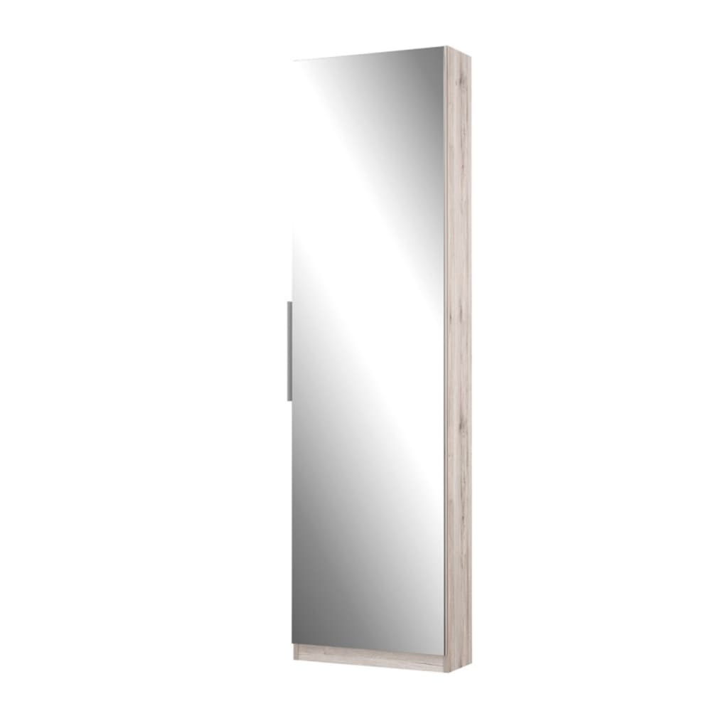Meubletmoi Meuble à chaussures avec miroir pour 12 paires décor chêne Marron Panneau De Particules - 50x180x20cm