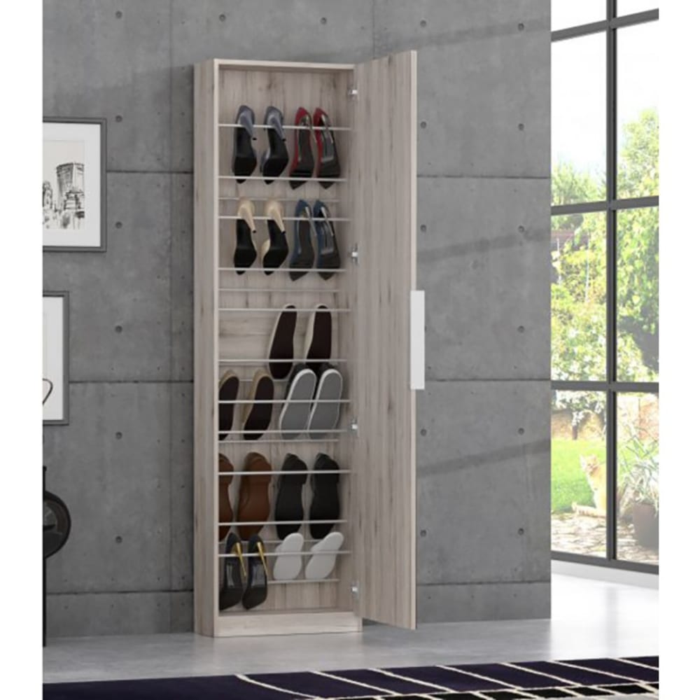 Meuble à chaussures avec miroir pour 12 paires décor chêne - Maisons du Monde