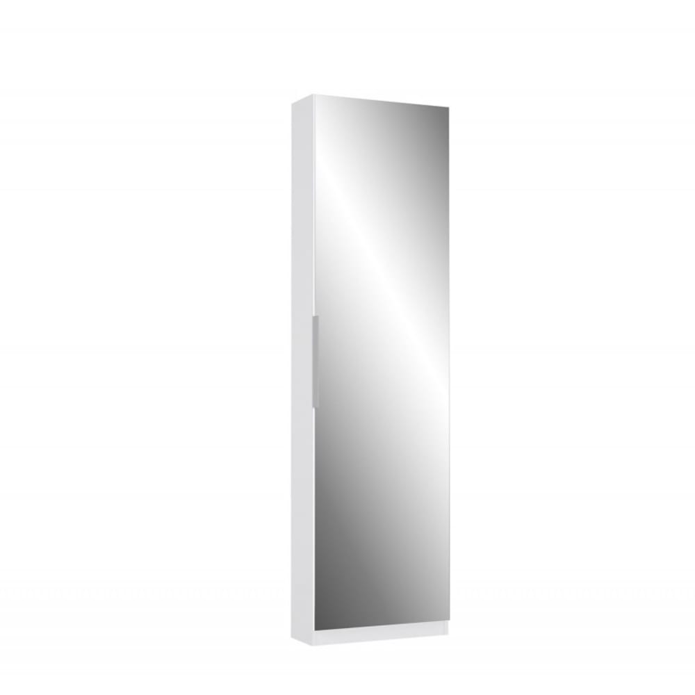 Meubletmoi Meuble à chaussures blanc avec miroir pour 12 paires Blanc Panneau De Particules - 50x180x20cm