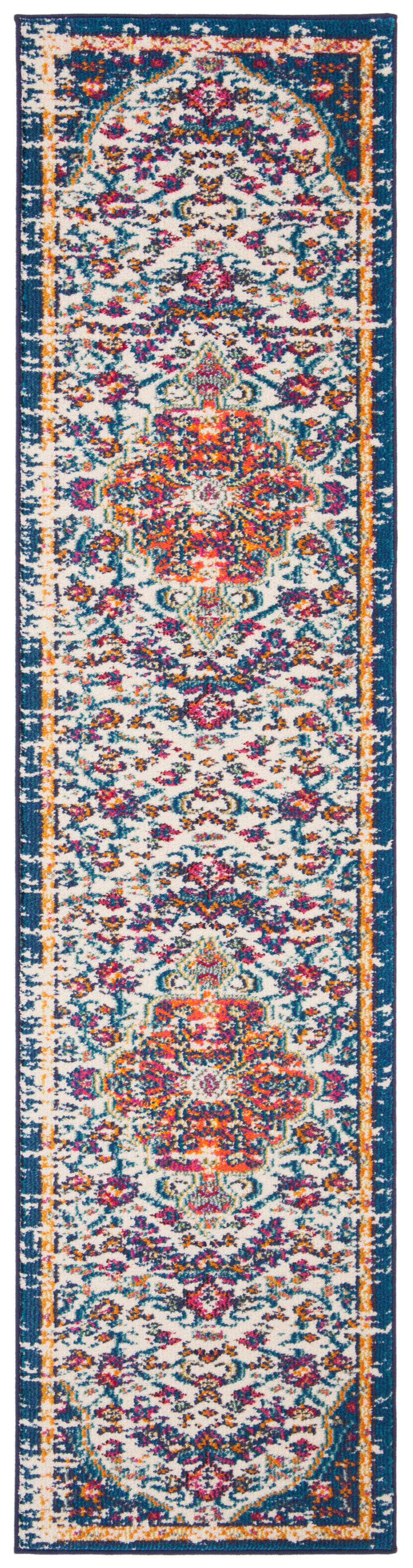 Tapis de transition en polypropylène blanc/orange, 61 x 244 cm