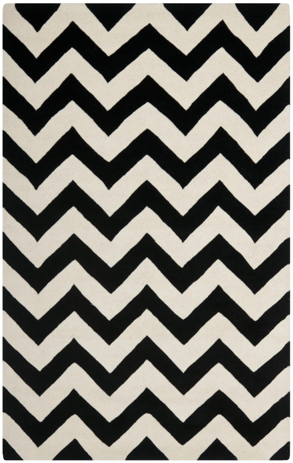 Tapis contemporain en laine blanc/noir, 122 x 183 cm