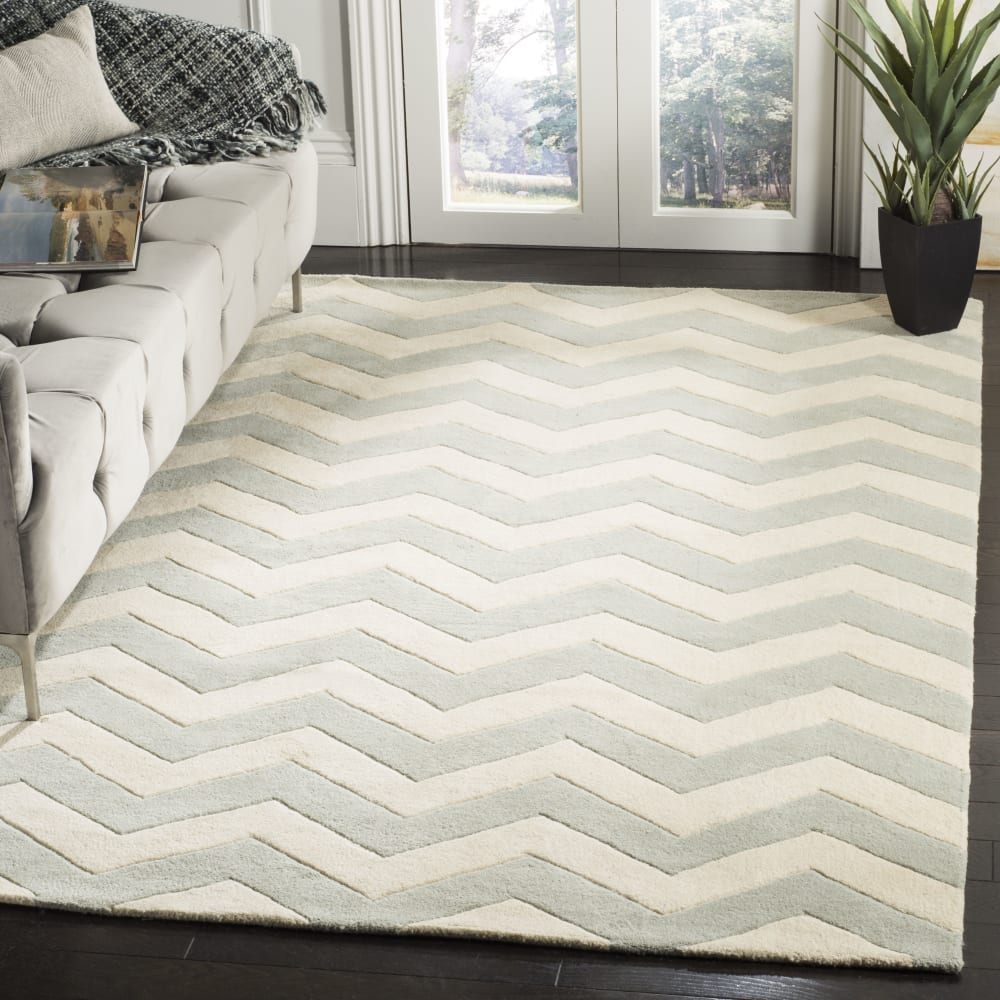 Alfombra contemporáneo de lana gris/blanco, 122 x 183 cm - Maisons du Monde