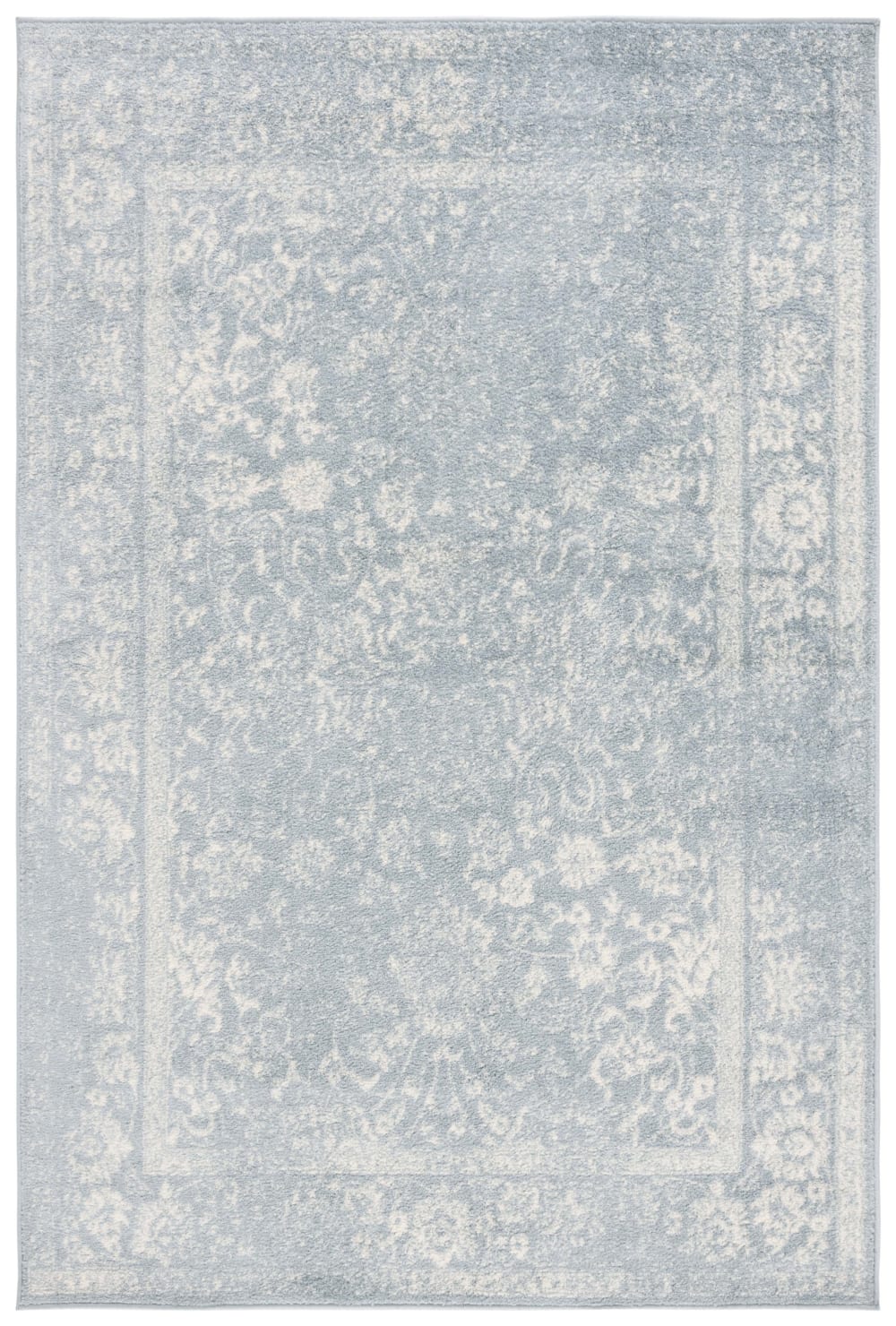 Tapis vintage patiné en polypropylène gris/blanc, 155 x 229 cm