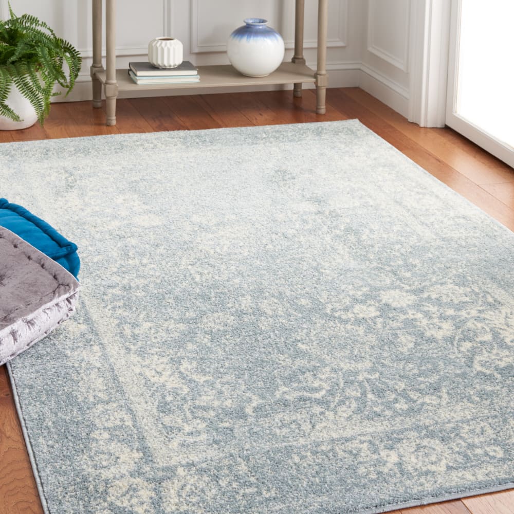 Tapis vintage patiné en polypropylène gris/blanc, 155 x 229 cm — vue 3