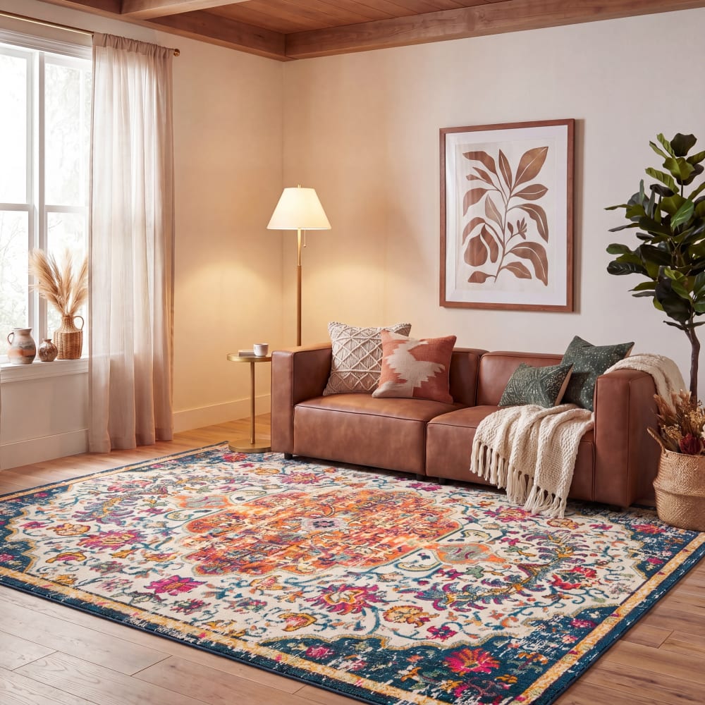 Tapis de transition en polypropylène blanc/orange, 183 x 274 cm — vue 4