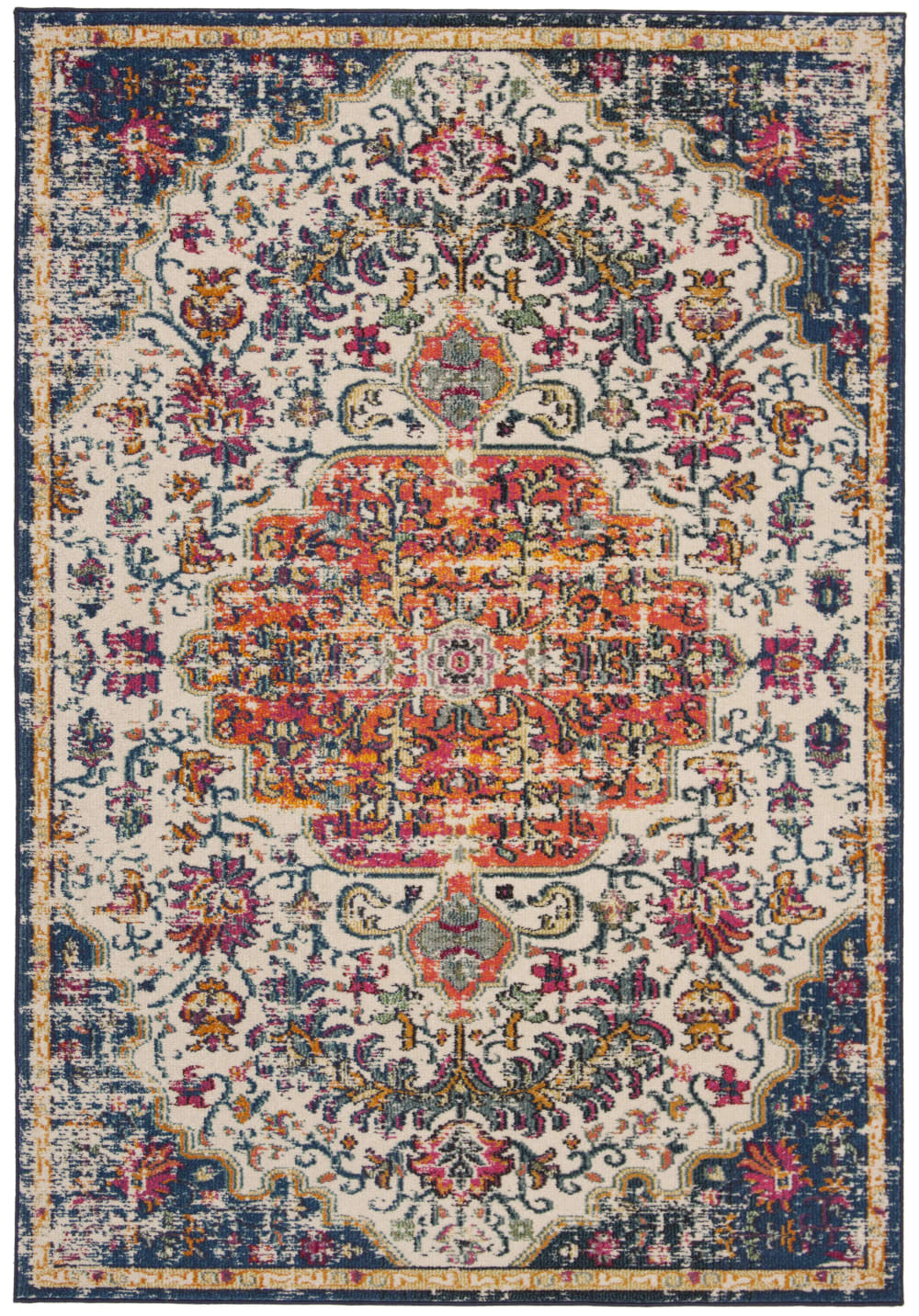 Tapis de transition en polypropylène blanc/orange, 160 x 229 cm