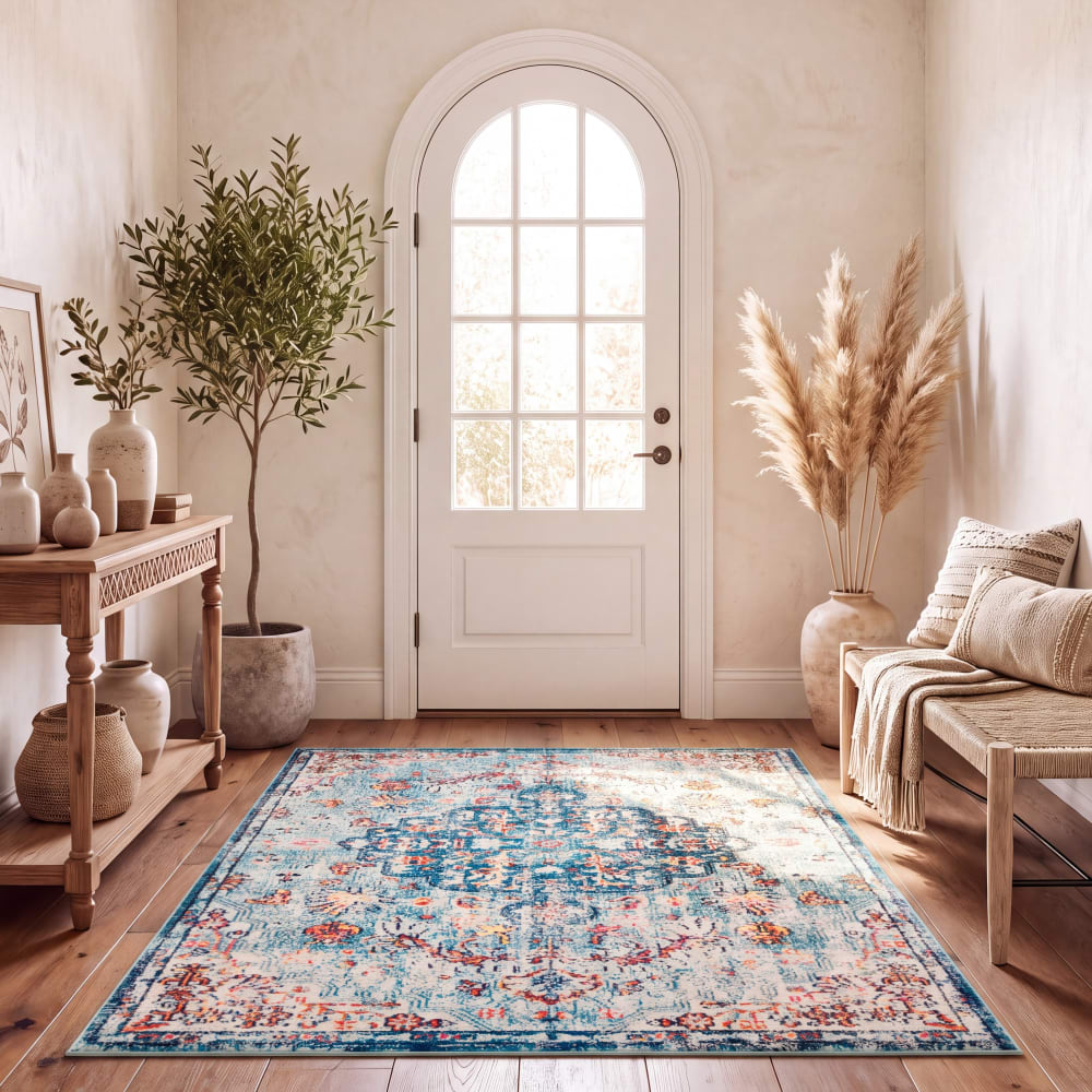 Übergangsphase Polypropylen-Teppich in Blau, 122 x 183 cm -