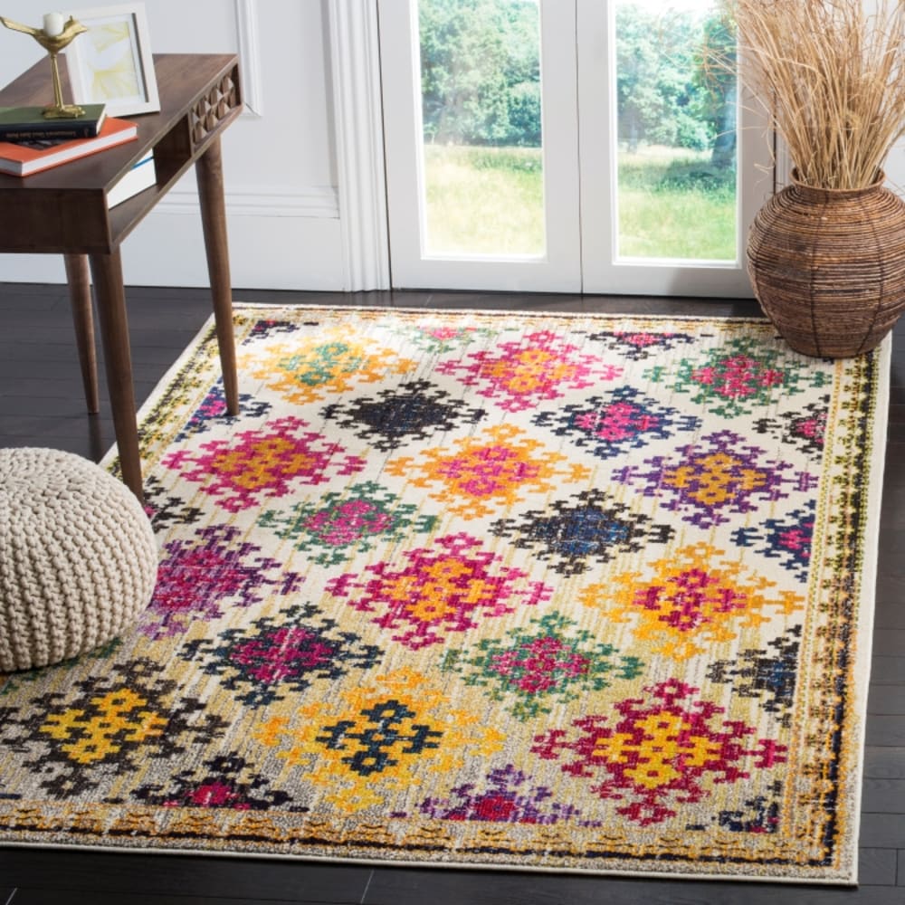 Tapis bohème chic en polypropylène blanc/multicolore, 201 x 279 cm — vue 3