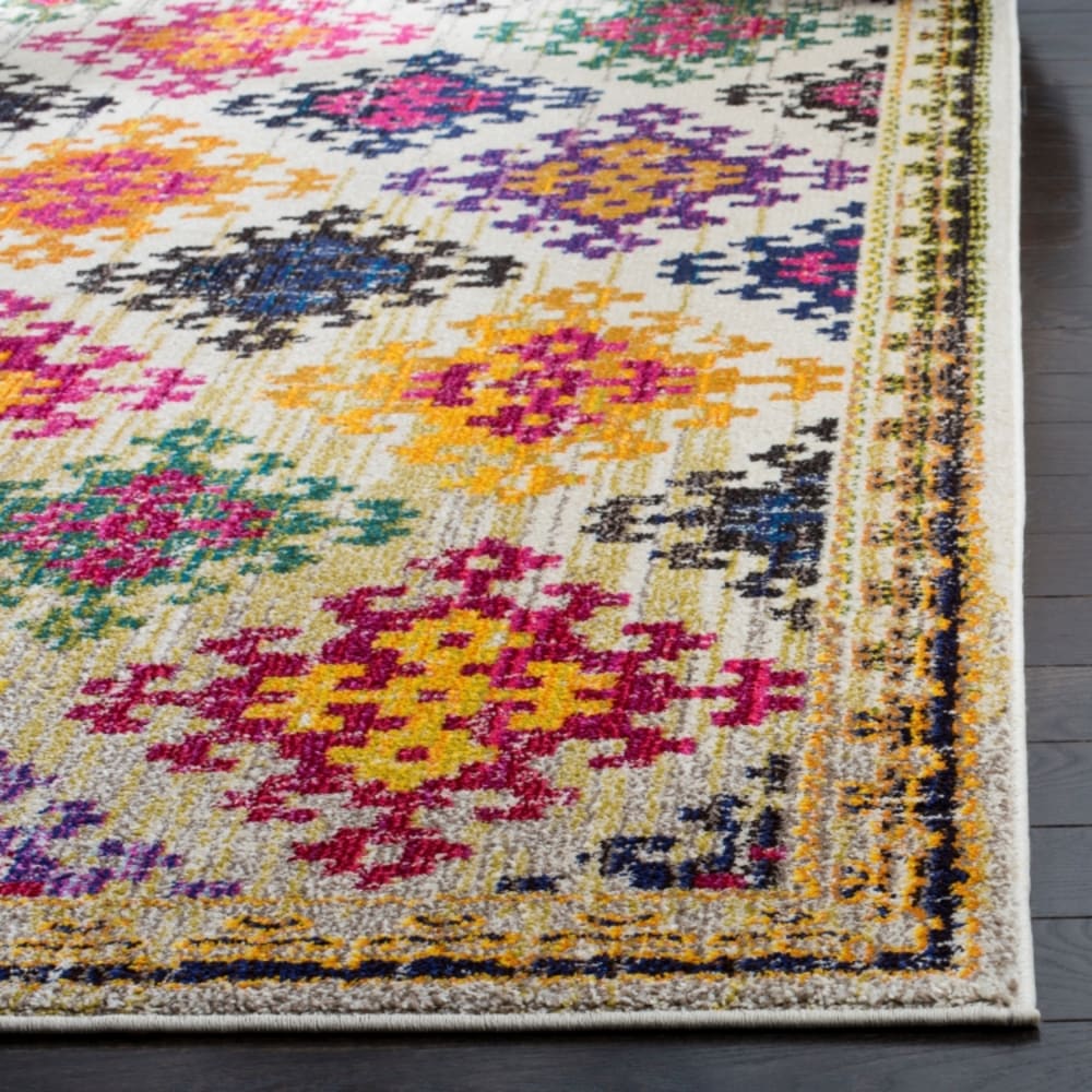Tapis bohème chic en polypropylène blanc/multicolore, 201 x 279 cm — vue 4