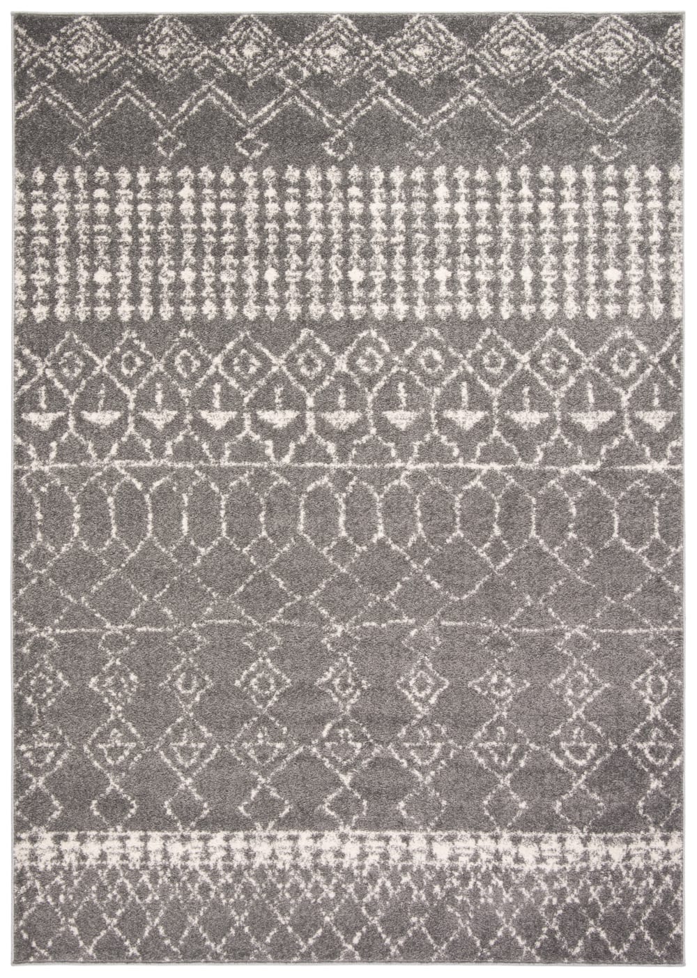 Böhmisch Polypropylen-Teppich in Grau/Weiß, 160 x 229 cm -