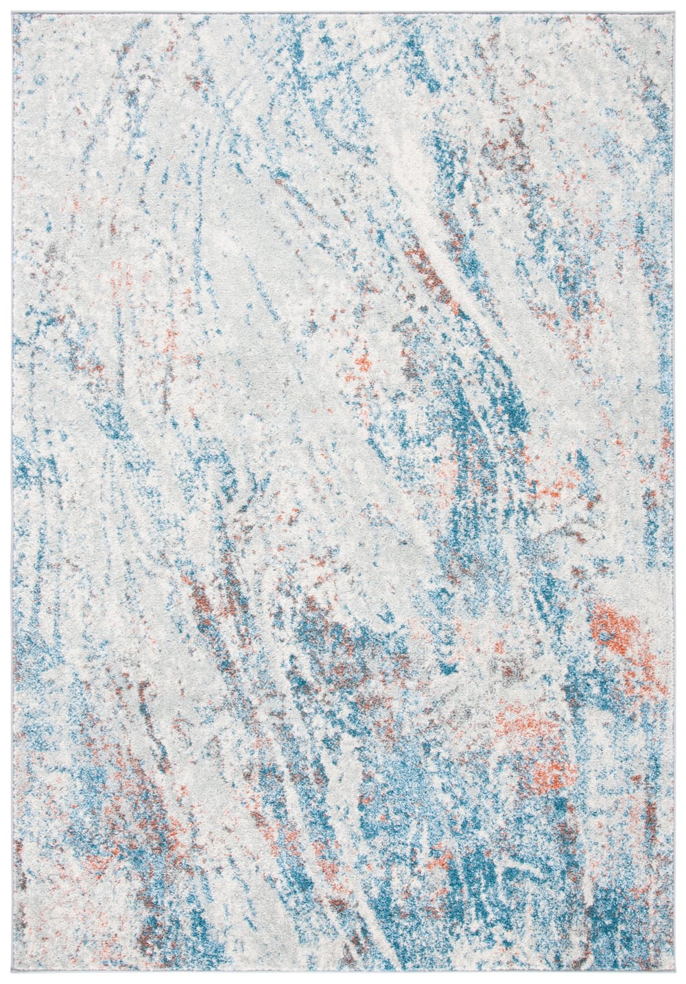 Alfombra contemporáneo de polipropileno blanco/azul, 122 x 183 cm
