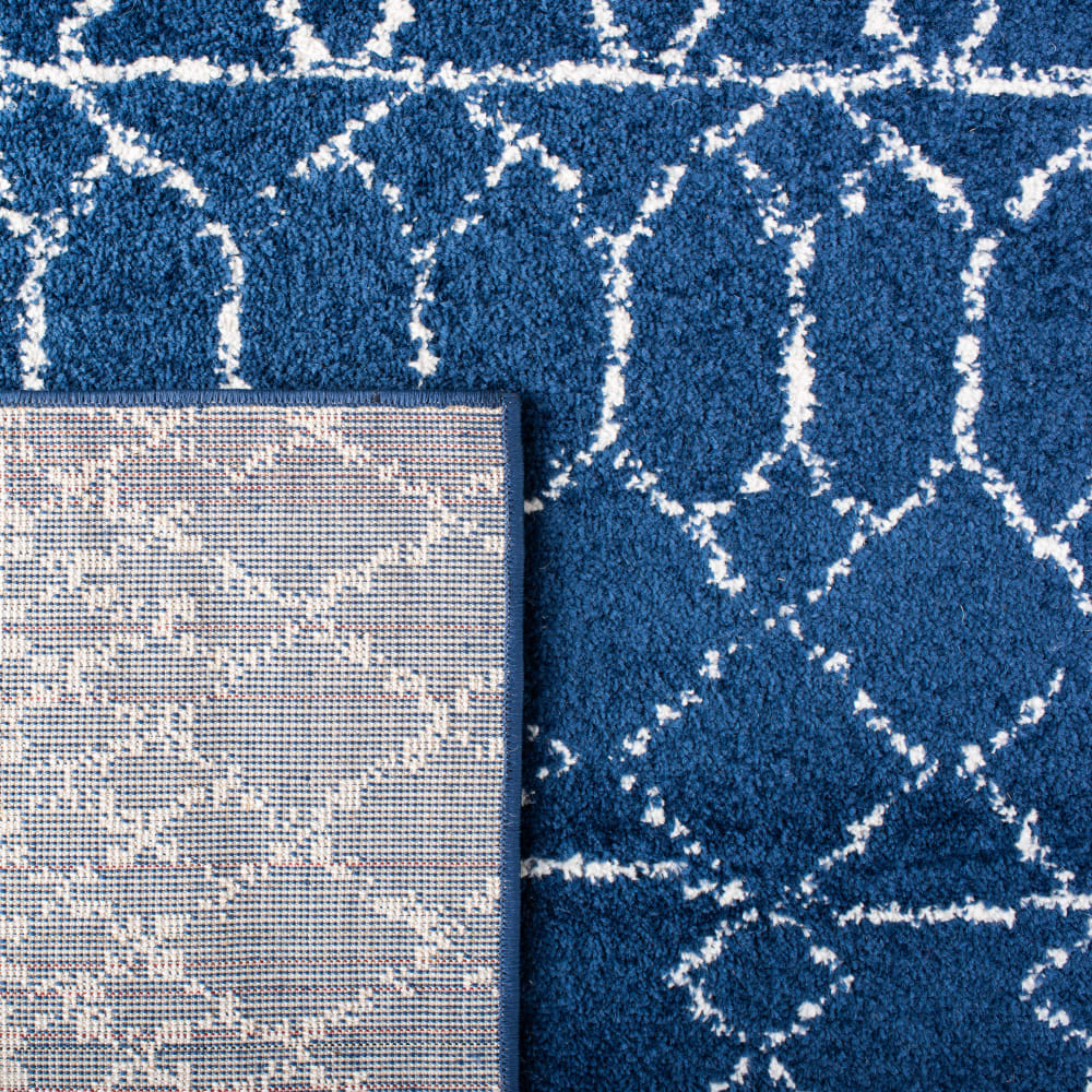 Tapis bohémien en polypropylène bleu/blanc, 122 x 183 cm — vue 4