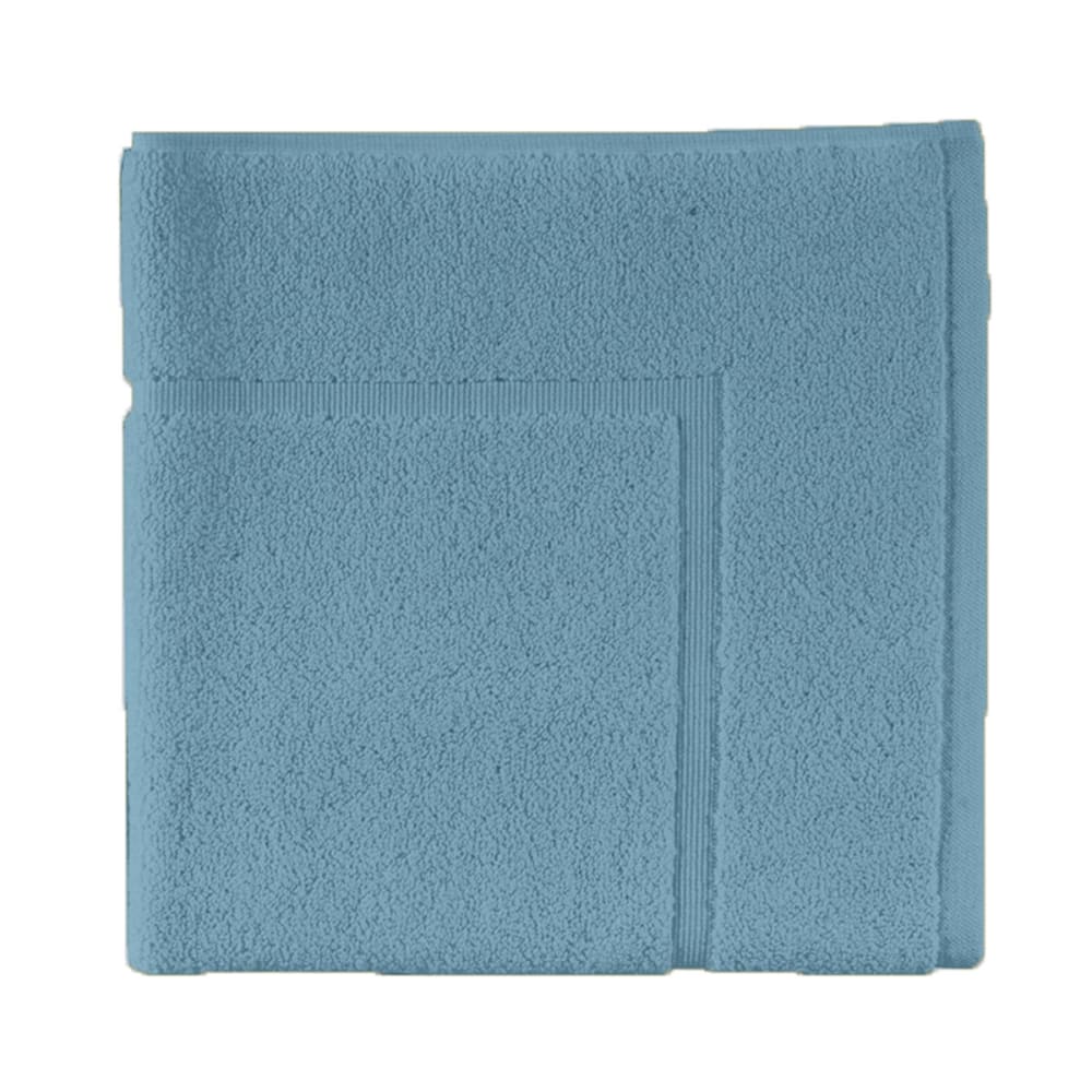 Tapis de bain uni en coton bleu Baltique 60x60