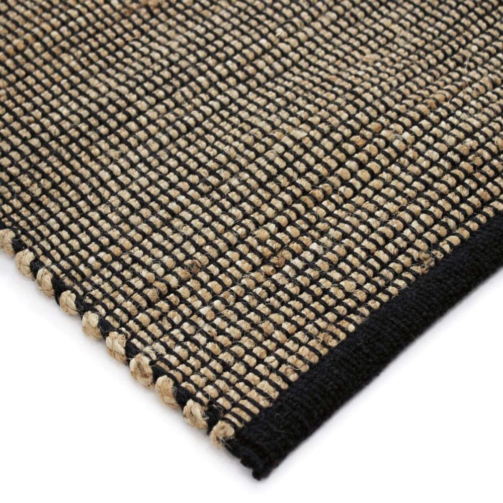 Tapis jute et coton tissé main noir naturel 120x170 — vue 4