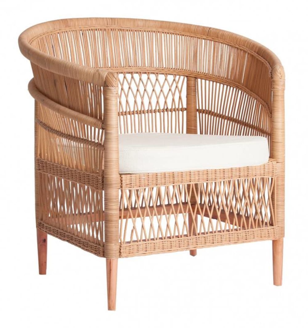 Fauteuil naturel en rotin - teck