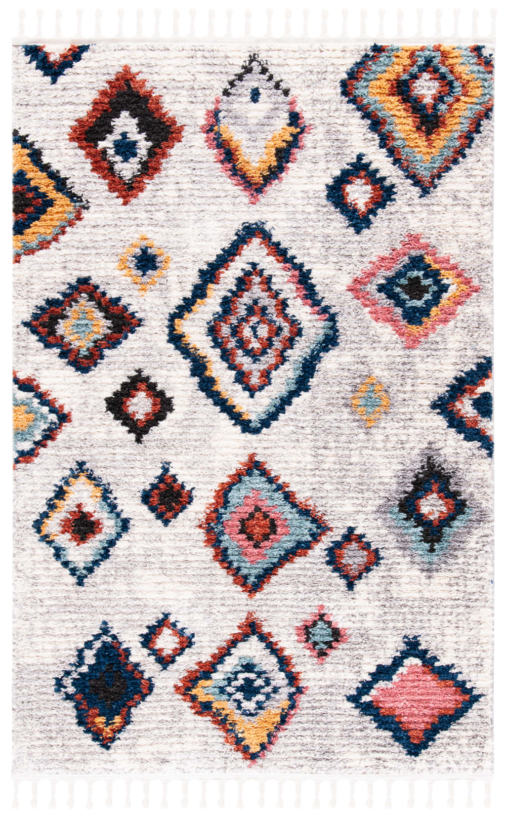 Tapis bohémien en polyester beige/multicolore, 122 x 183 cm