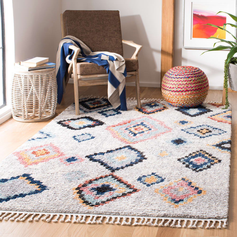 Tapis bohémien en polyester beige/multicolore, 122 x 183 cm — vue 3