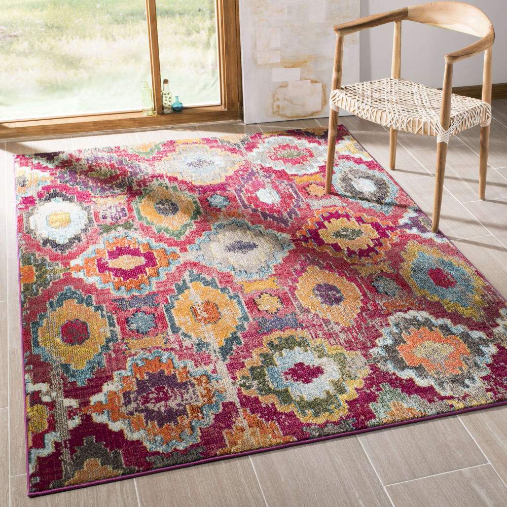 Tapis bohème chic en polypropylène rouge/bleu, 122 x 170 cm — vue 3