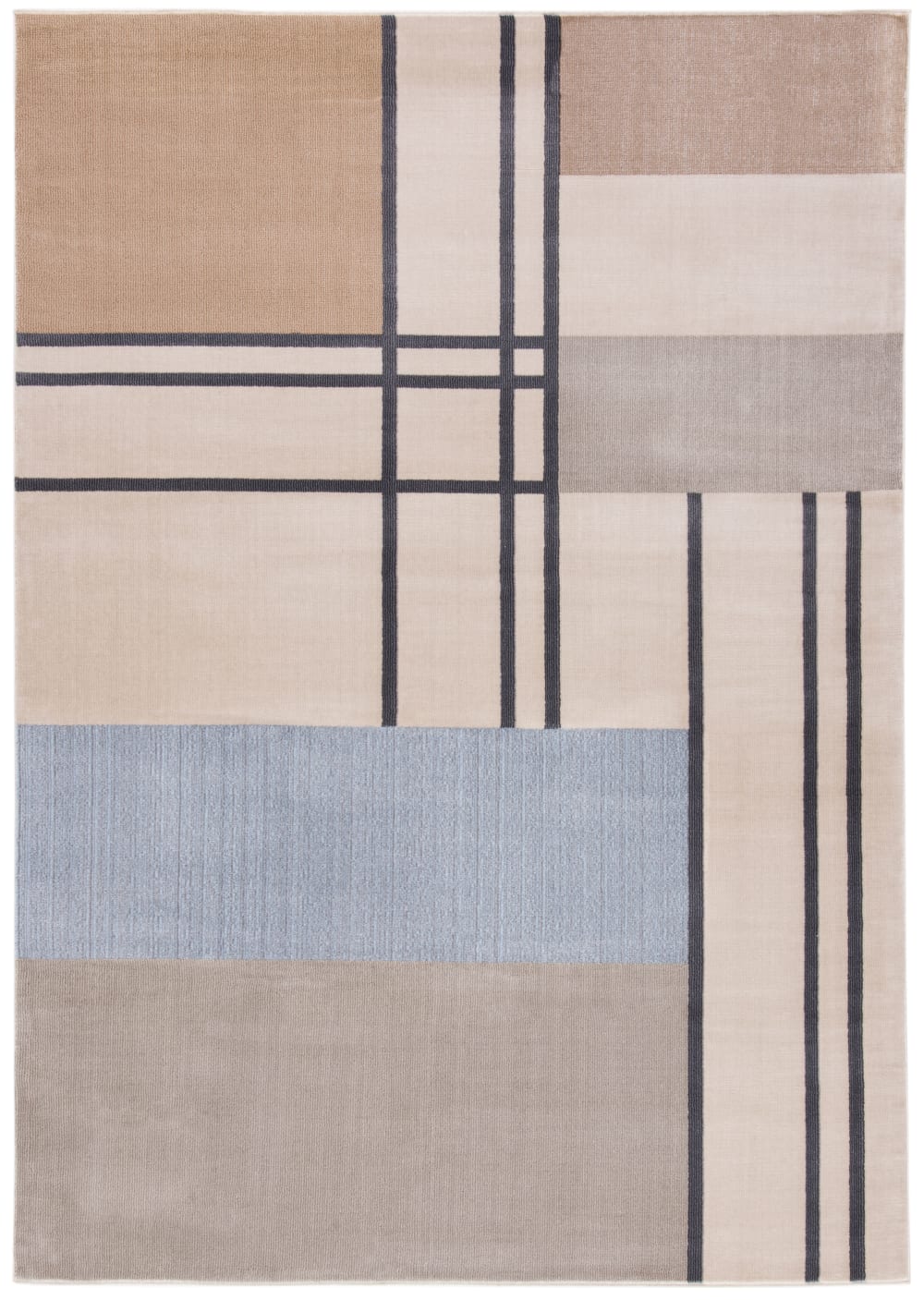 Alfombra contemporáneo de polipropileno blanco/goma gris, 122 x 183 cm