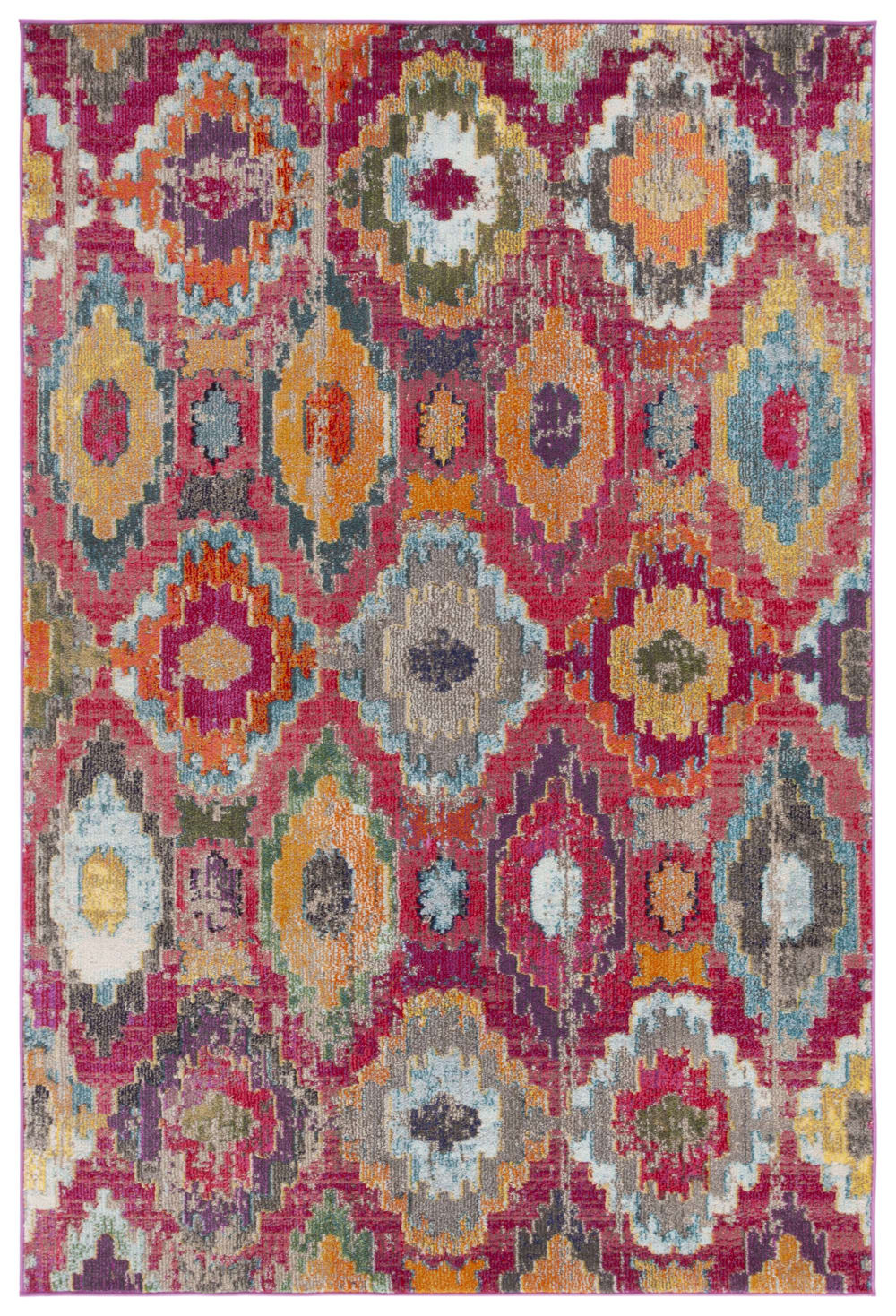 Safavieh Tapis bohème chic en polypropylène rouge/bleu, 155 x 231 cm style classique chic - Pp - Polypropylène