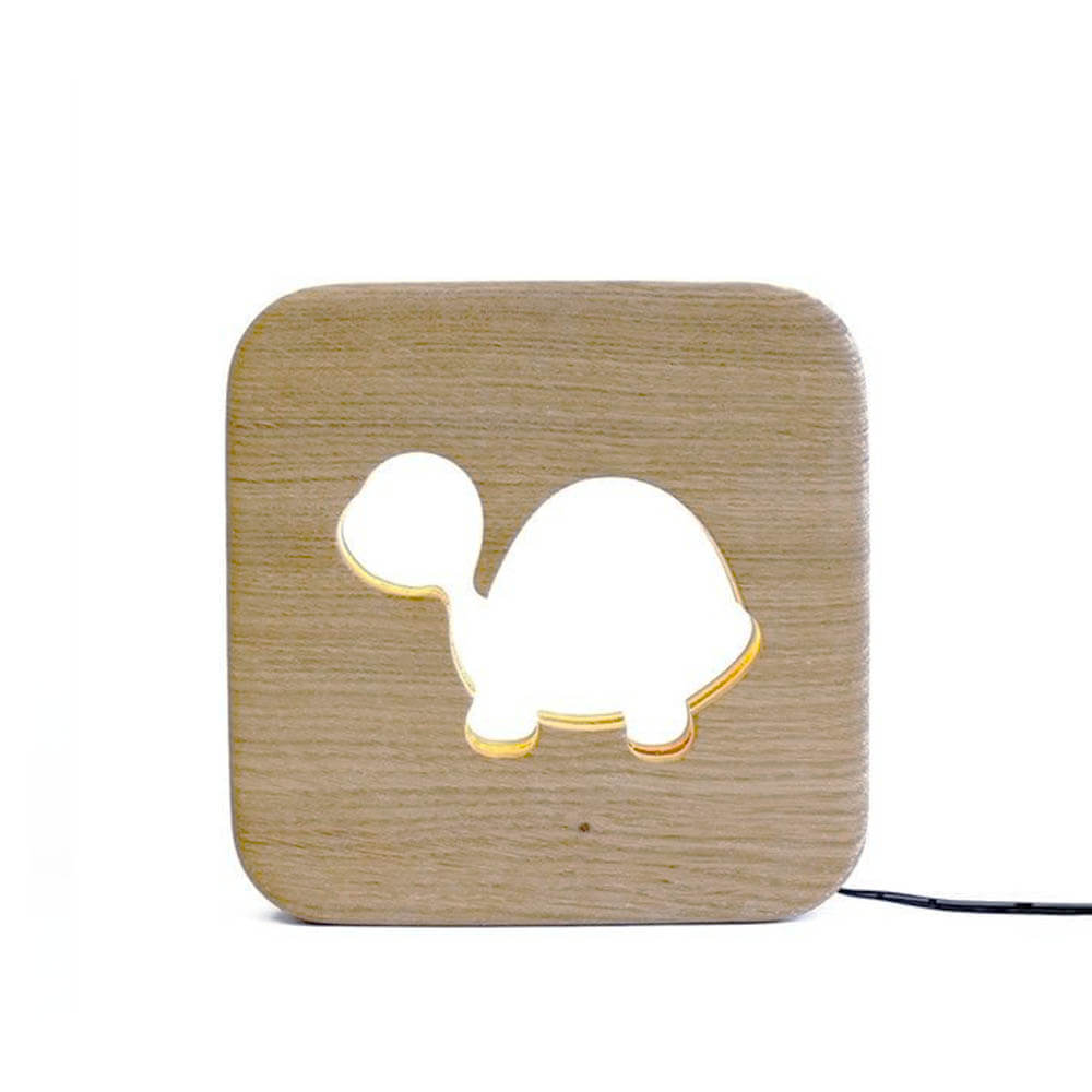 Lampe à poser veilleuse en bois tortue (Gone's) - Image 1