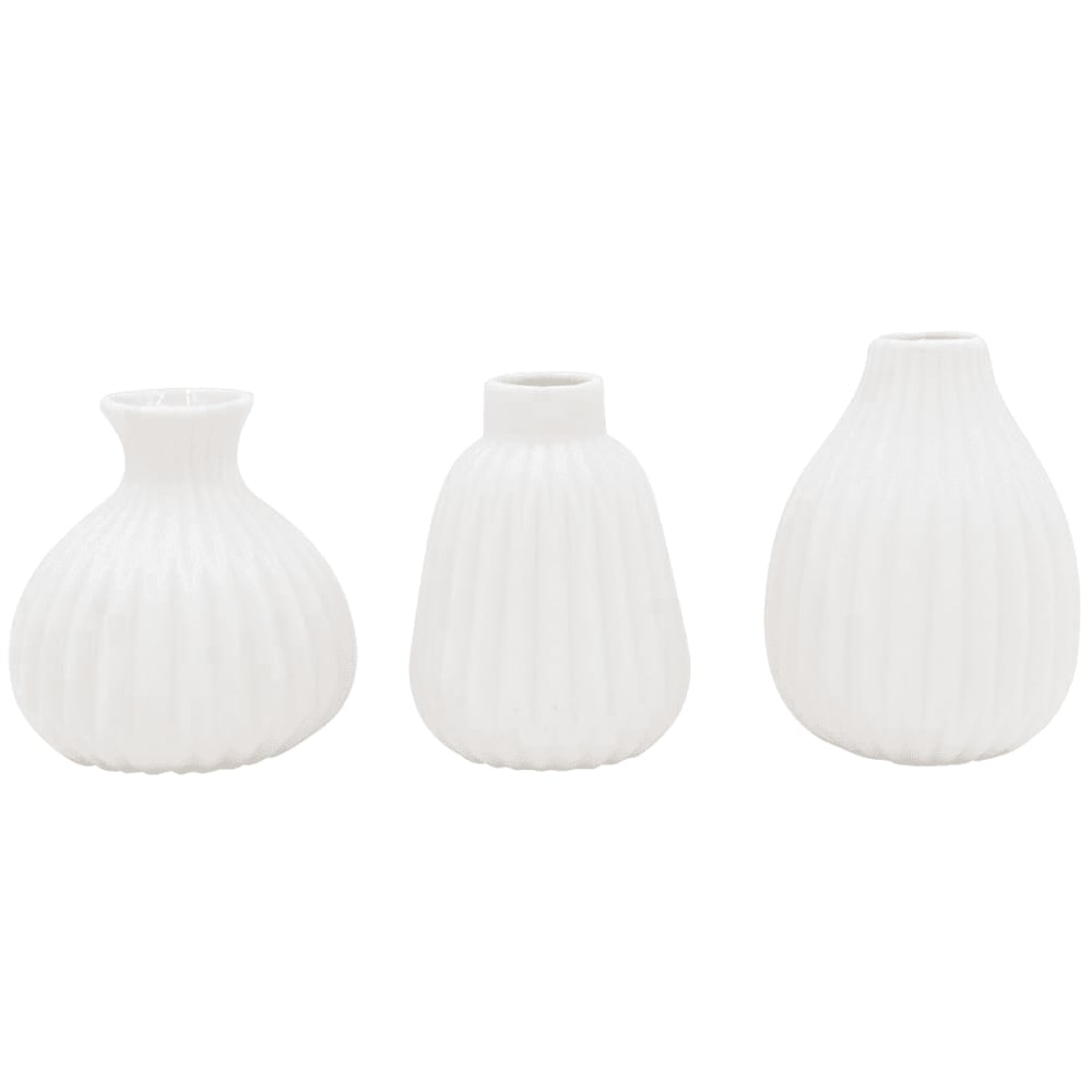 Set de 3 petits vases en porcelaine blanche