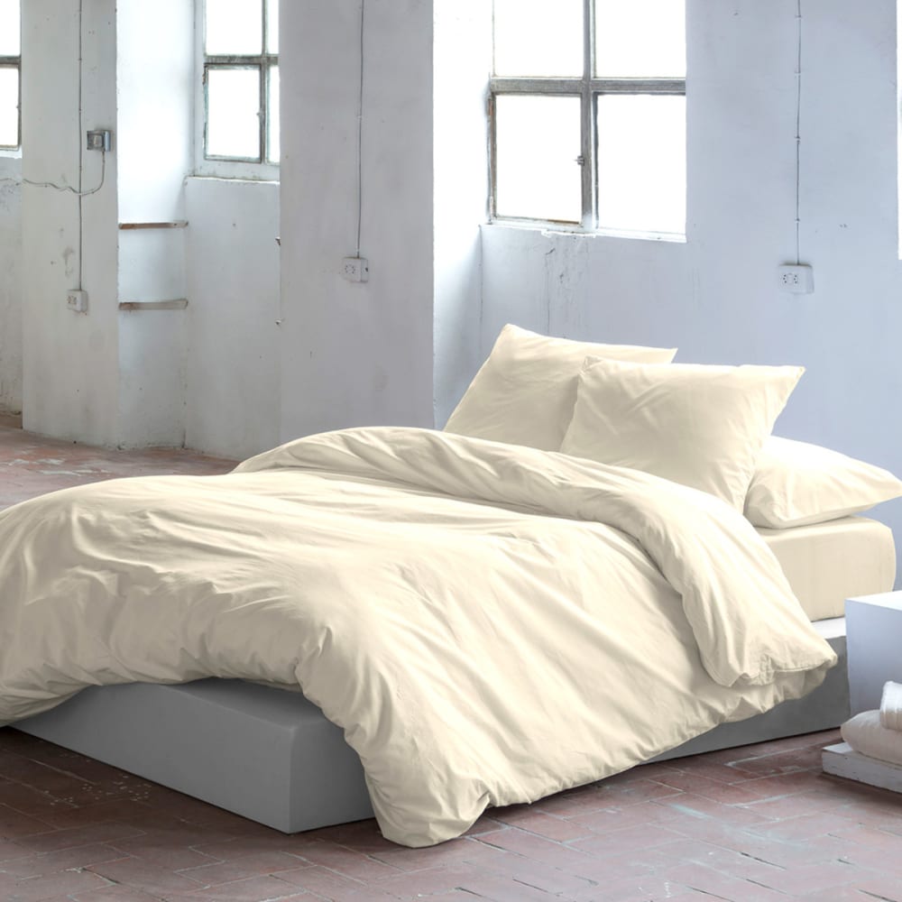 Funda nórdica de algodón crema 240x220 cm