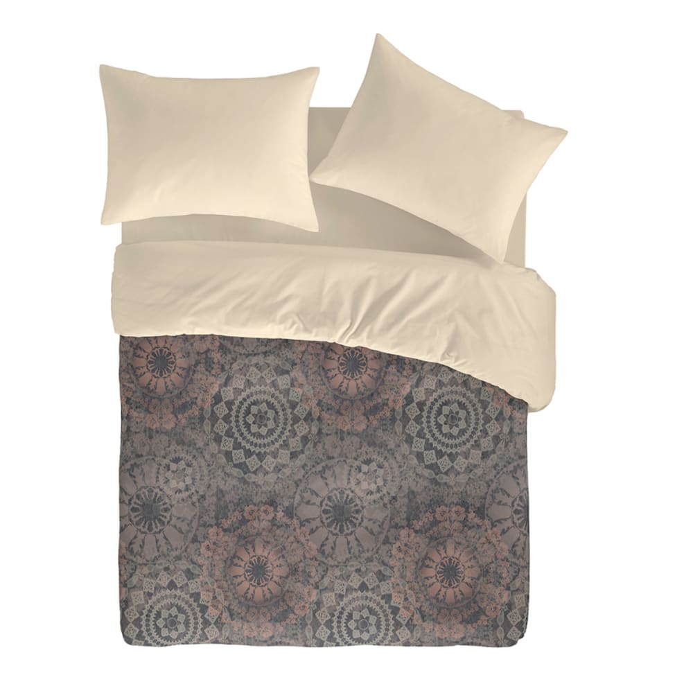 Funda nórdica de algodón estampación digital beige/gris 155x200 cm - Maisons du Monde