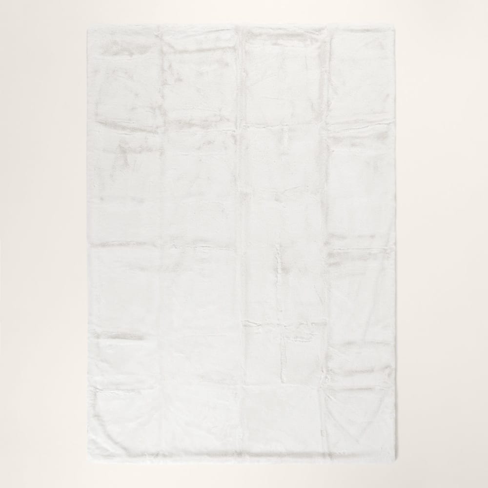 Plaid fausse fourrure souple au toucher ultra doux ecru 140x200 cm