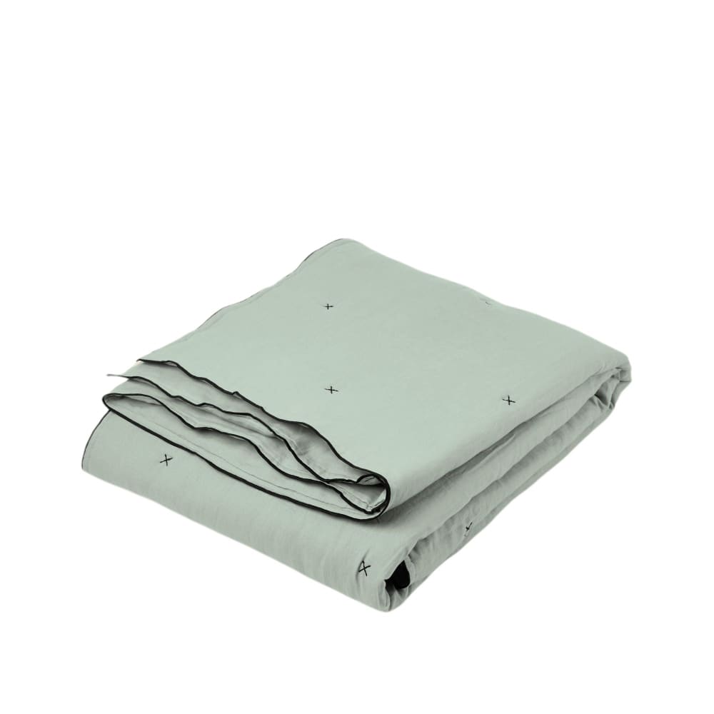 Couvre-lit matelassé en lin vert 225x280 cm