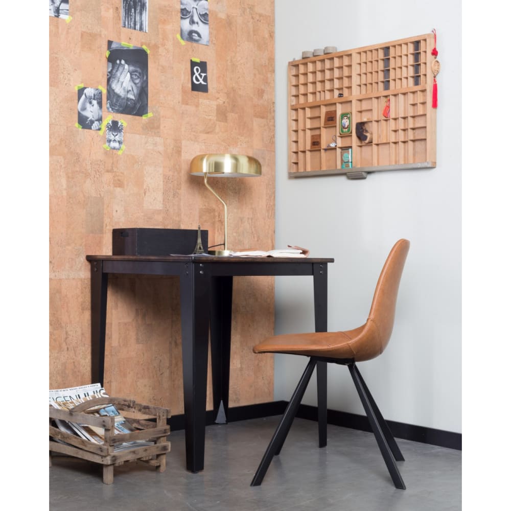 Chaise de repas en simili cuir vintage marron