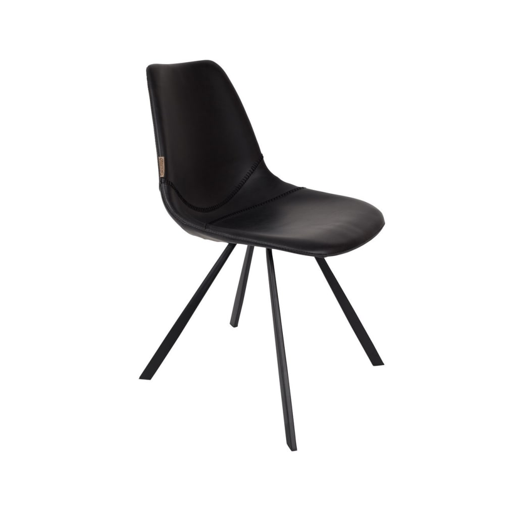 Silla de comedor vintage de polipiel negra