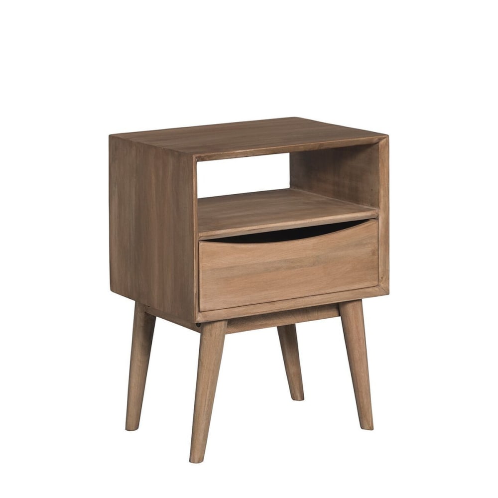 Comodino in legno di mango marrone con 1 cassetto - LEGNO