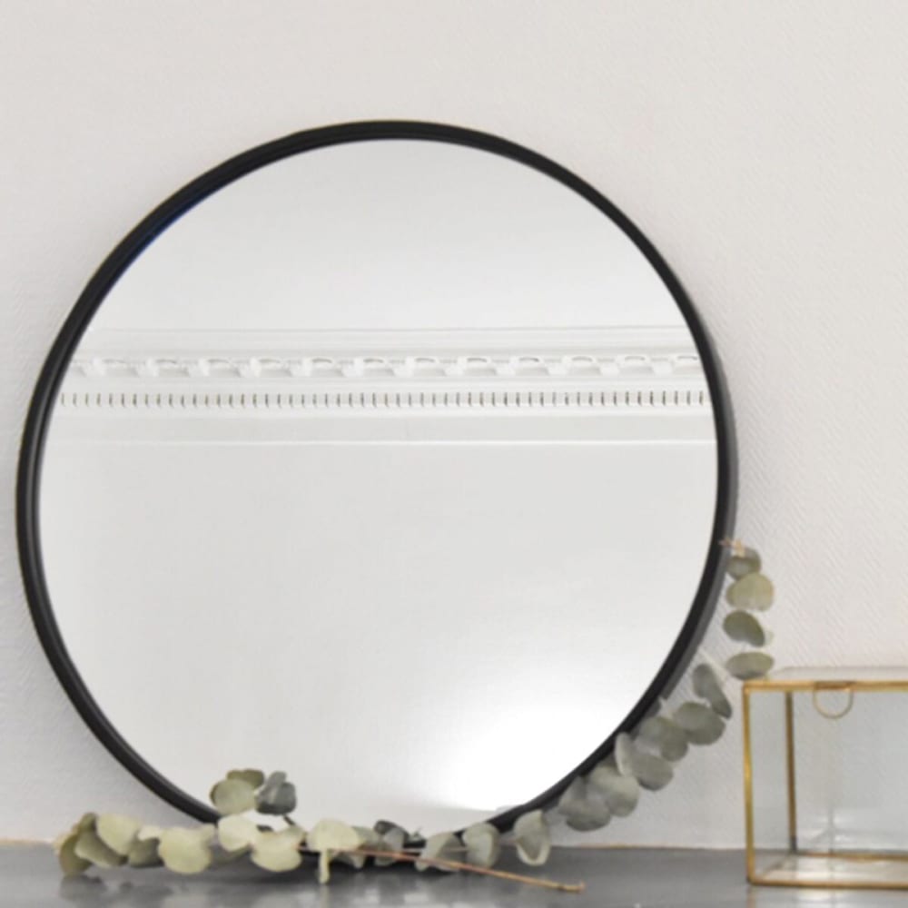 Miroir rond en métal noir d60 cm - Maisons du Monde