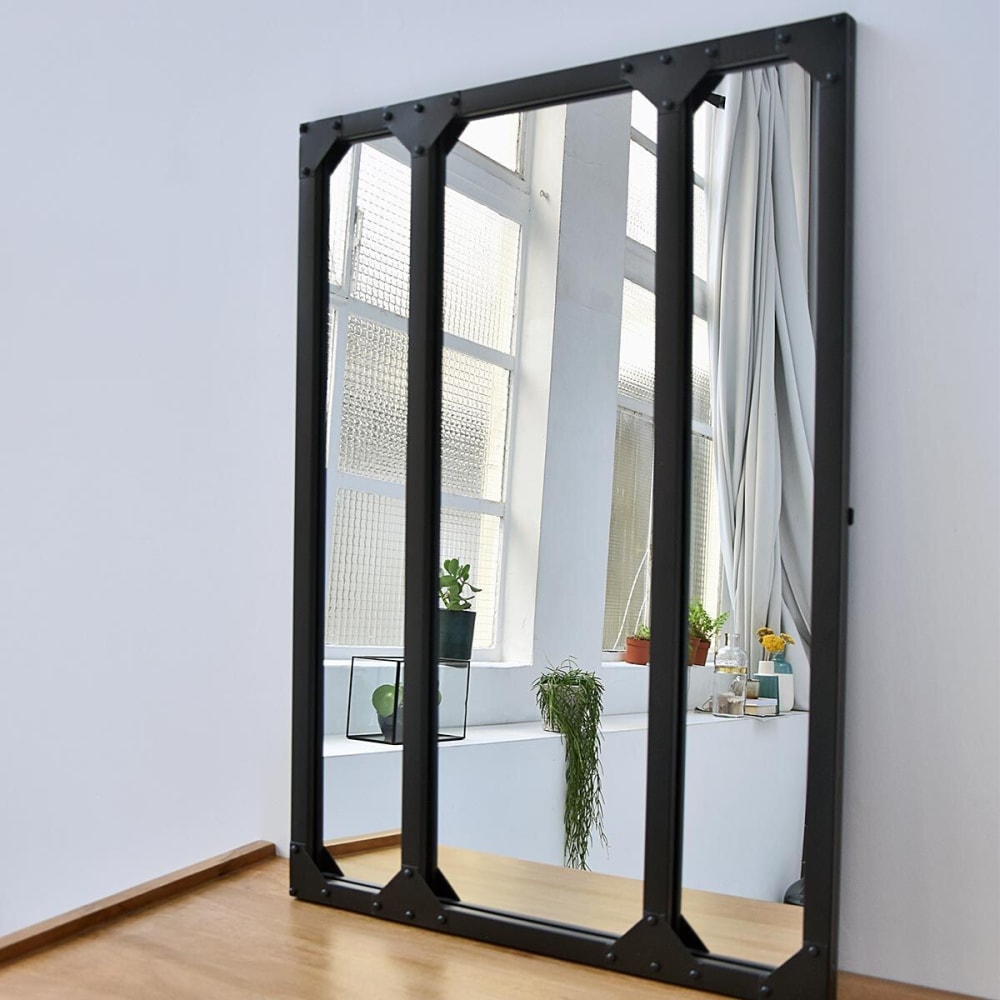 Atelier-Spiegel aus Metall rechteckig Schwarz 60 x 83 cm -